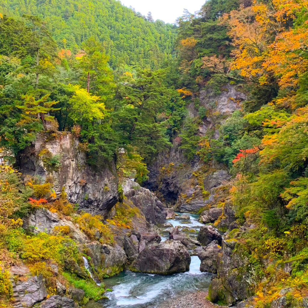 Overview from Hatonosu Kobashi, Ohtama Walking Trail, Okutama, Tokyo Walking Guide